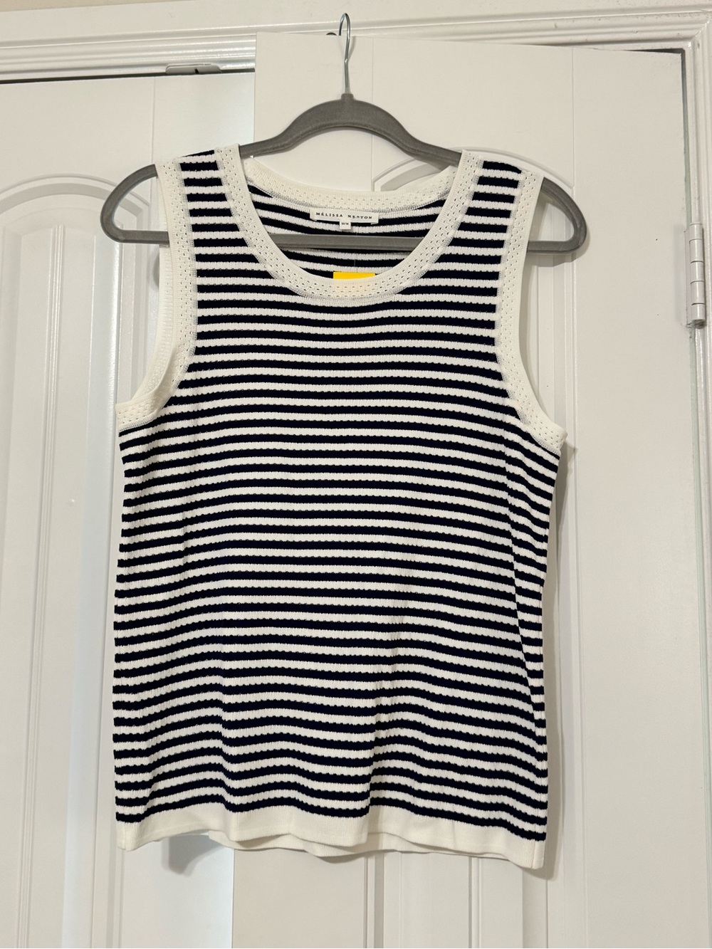 MELISSA NEPTON Navy and White Striped Knit Tank